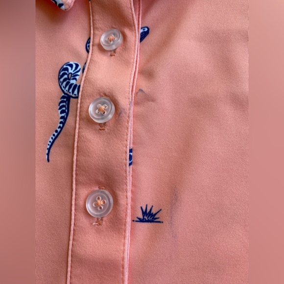 Bad Birdie Sidewinder Snake Performance Polo Short Sleeve Shirt Peach - Picture 3 of 10